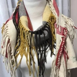 Authentic Burberry Double Fringe Cashmere Scarf